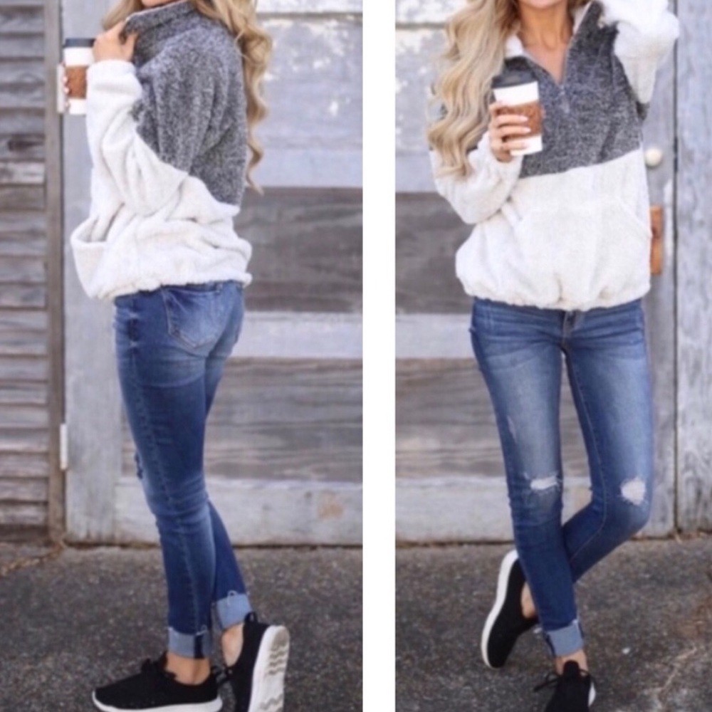 ⭕️ LAST 1⭕️🍁 CHARCOAL GRAY FUZZY PULLOVER NWT🍁 - Picture 6 of 8